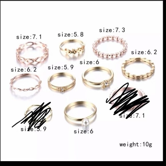 8 Ring Set Boho Gold & Rose Gold - Picture 3 of 5